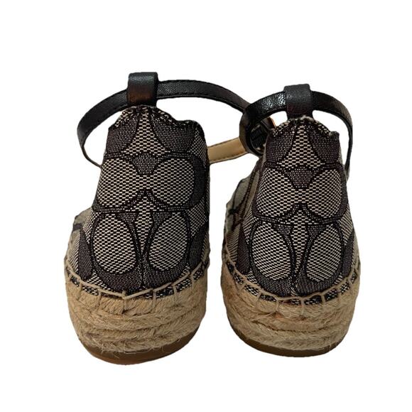 Coach Navy Scallop Edge Signature Jacquard Buckle Closure Dillon Espadrilles-7 - Picture 5 of 7